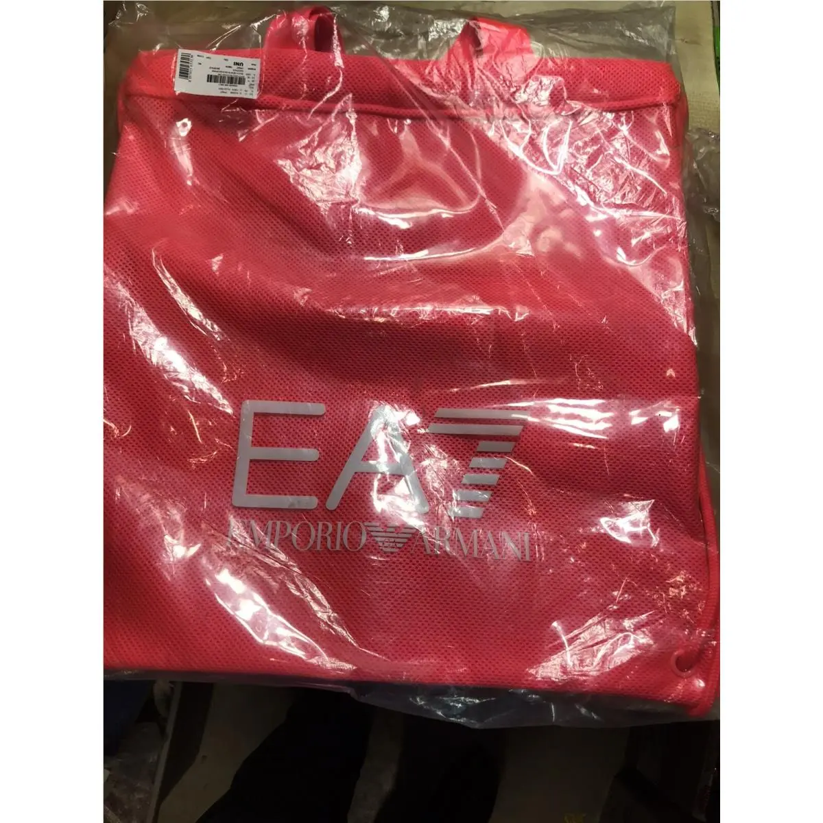Sports Bag Armani EA7 Beach Mesh Backpack Fluo Red by Emporio Armani