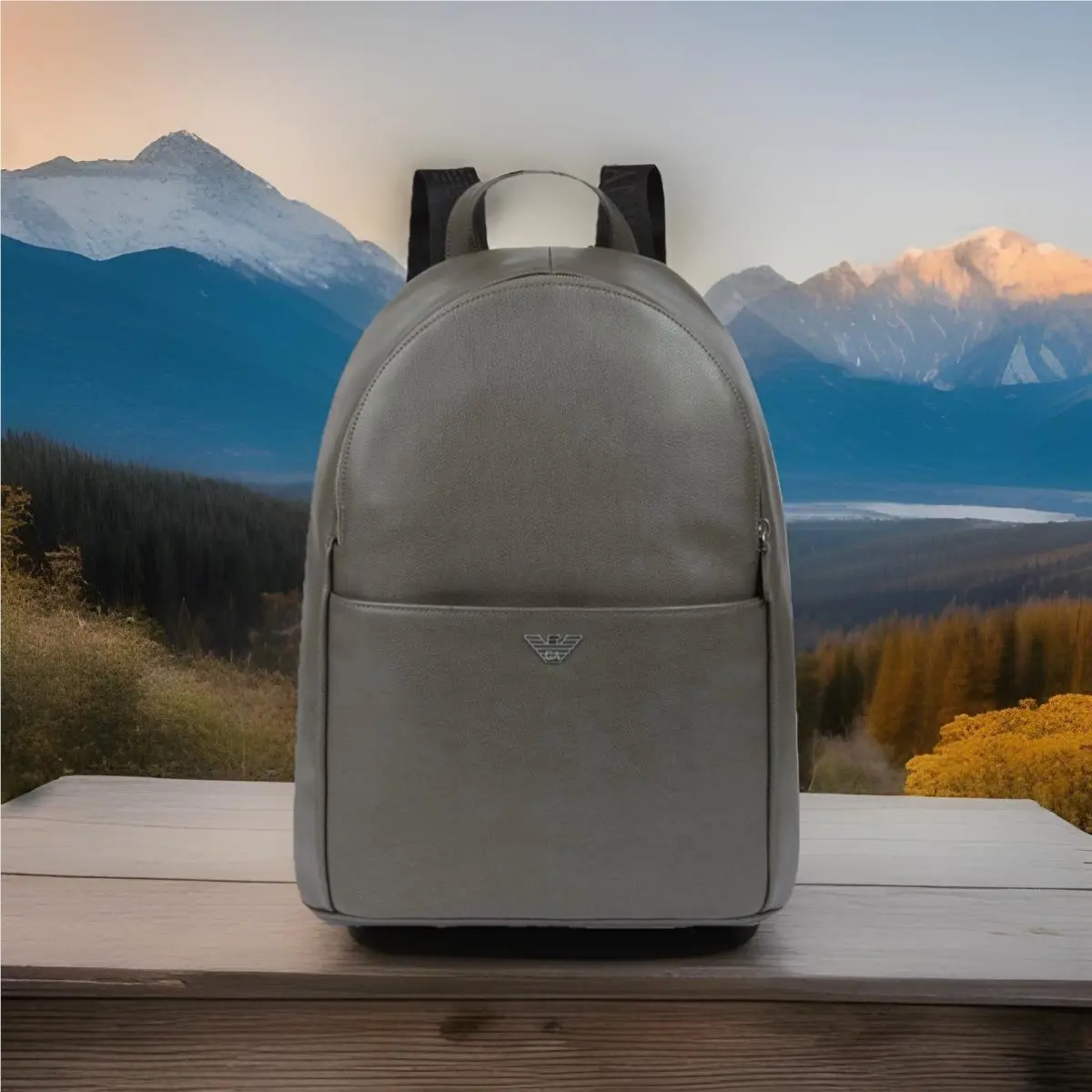 Emporio Armani Leather Backpack Made In Italy