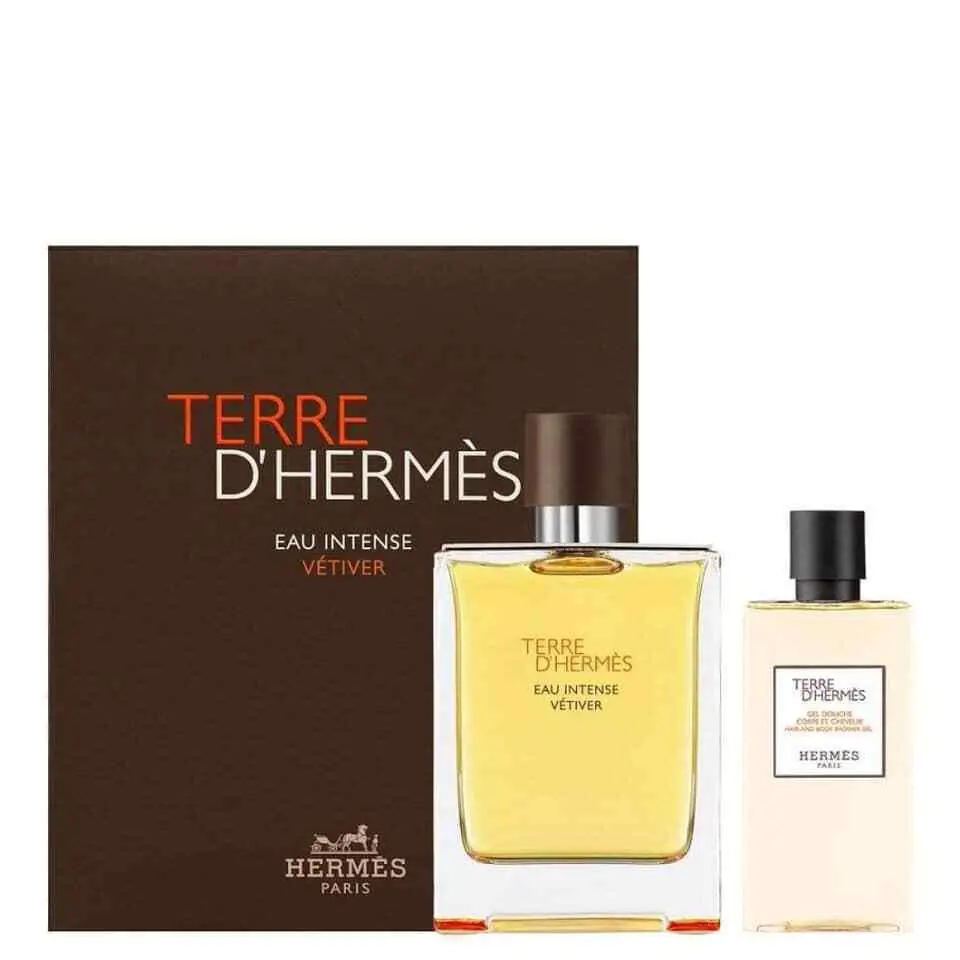Terre D`hermes Eau Intense Vetiver 100ML Edp SP 80ML 2.7 SG Gift Set