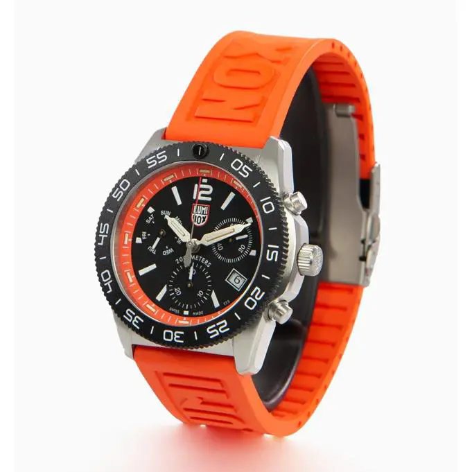 Luminox Pacific Diver Orange Sapphire Black Dial Chronograph Men`s Watch XS.3149 - Dial: Orange, Black, Band: Orange, Bezel: Black