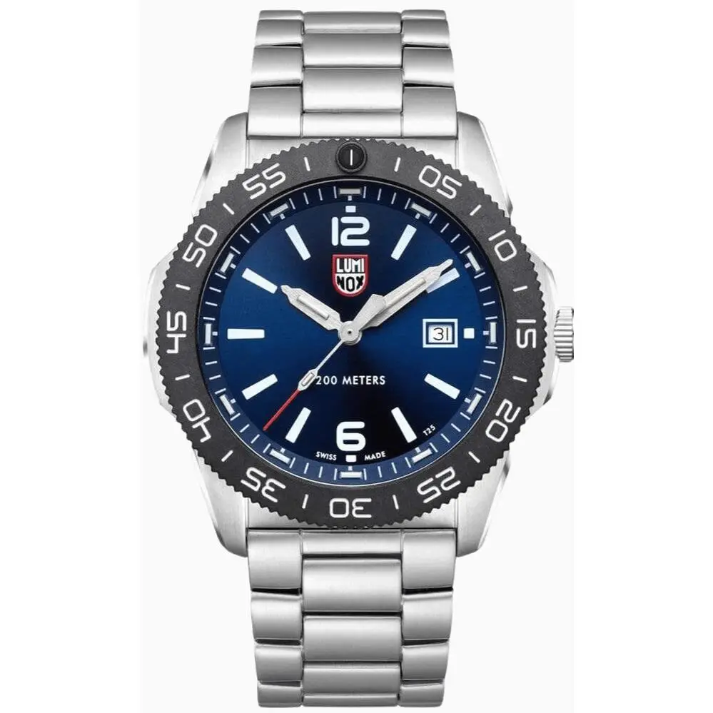 Luminox Pacific Diver 44mm Swiss Quartz Blue Dial 200M Steel Dive Watch XS.3123 - Dial: Blue, Band: Silver, Bezel: Black