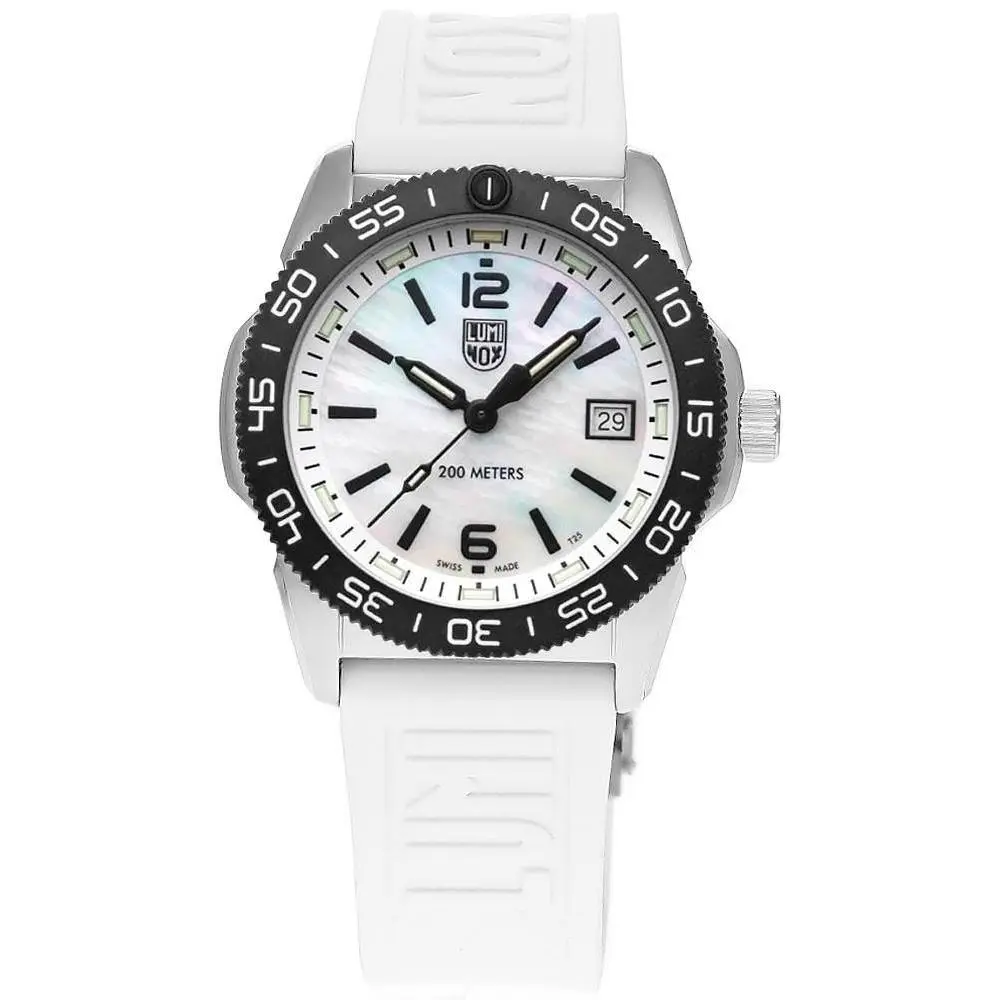 Luminox Pacific Diver Ripple Quartz 39mm Mop Dial Watch XS.3128M.SET - Dial: White, Band: White, Bezel: Black