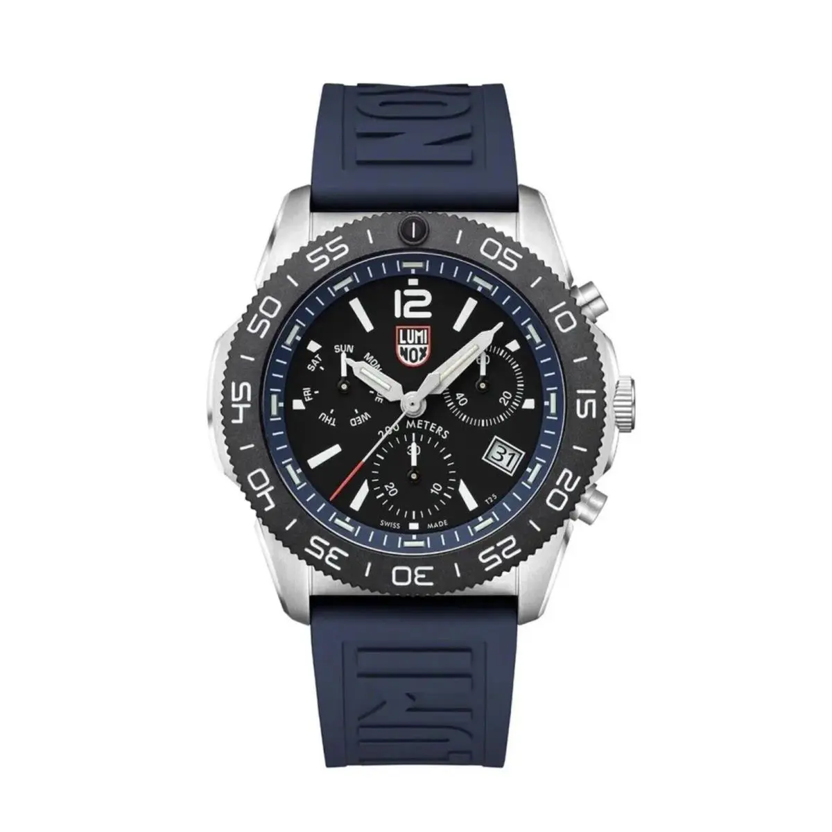 Pacific Diver XS.3143 Chrono 44mm Blue Rubber Steel Quartz Men`s Watch by Luminox