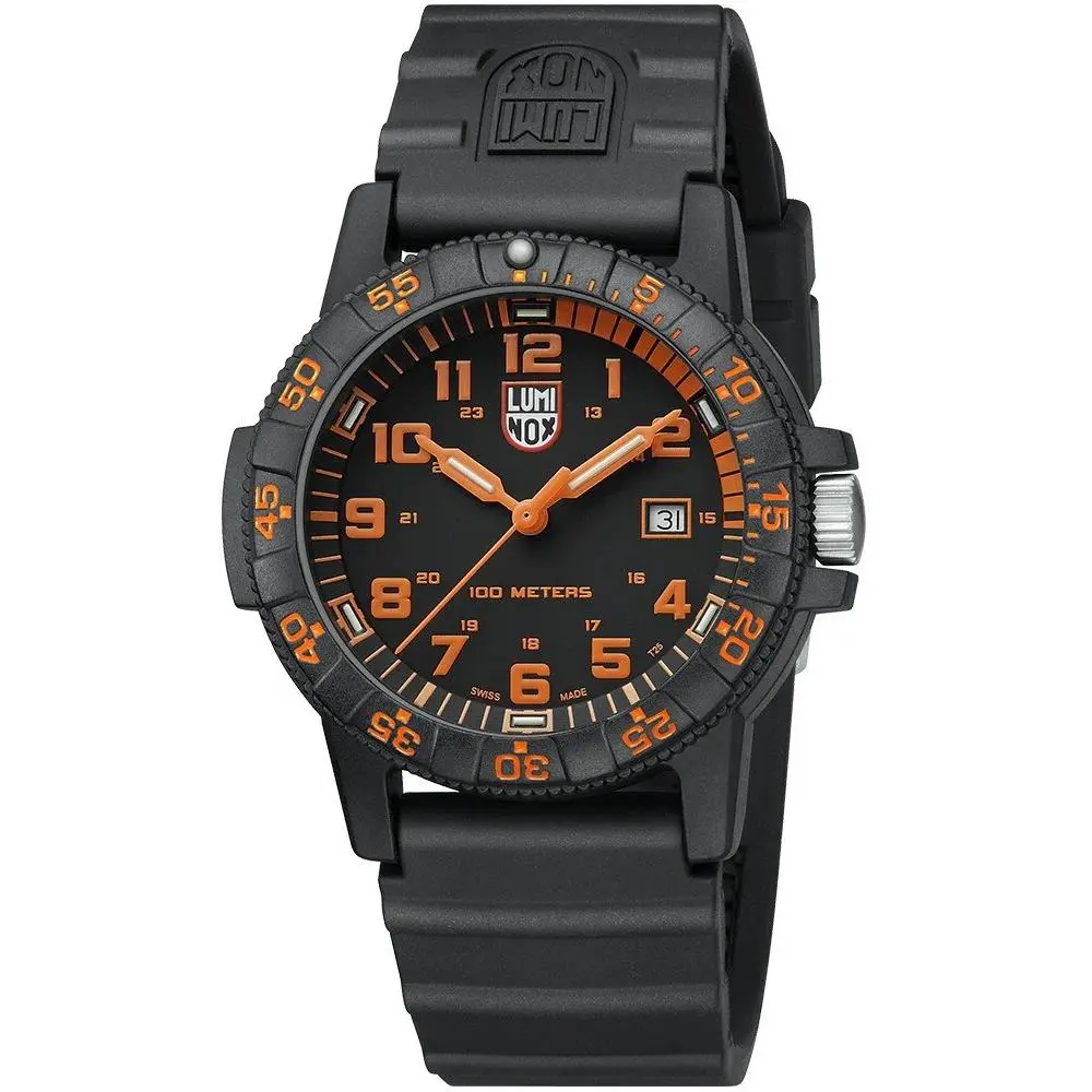 Luminox Men`s 44mm Leatherback Sea Turtle Black Dial Orange Accent Watch XS.0329