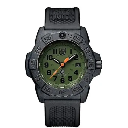 Luminox Navy Seal Green Men`s Watch - XS.3517.NQ.SET - Dial: Green, Band: Black, Orange, Green