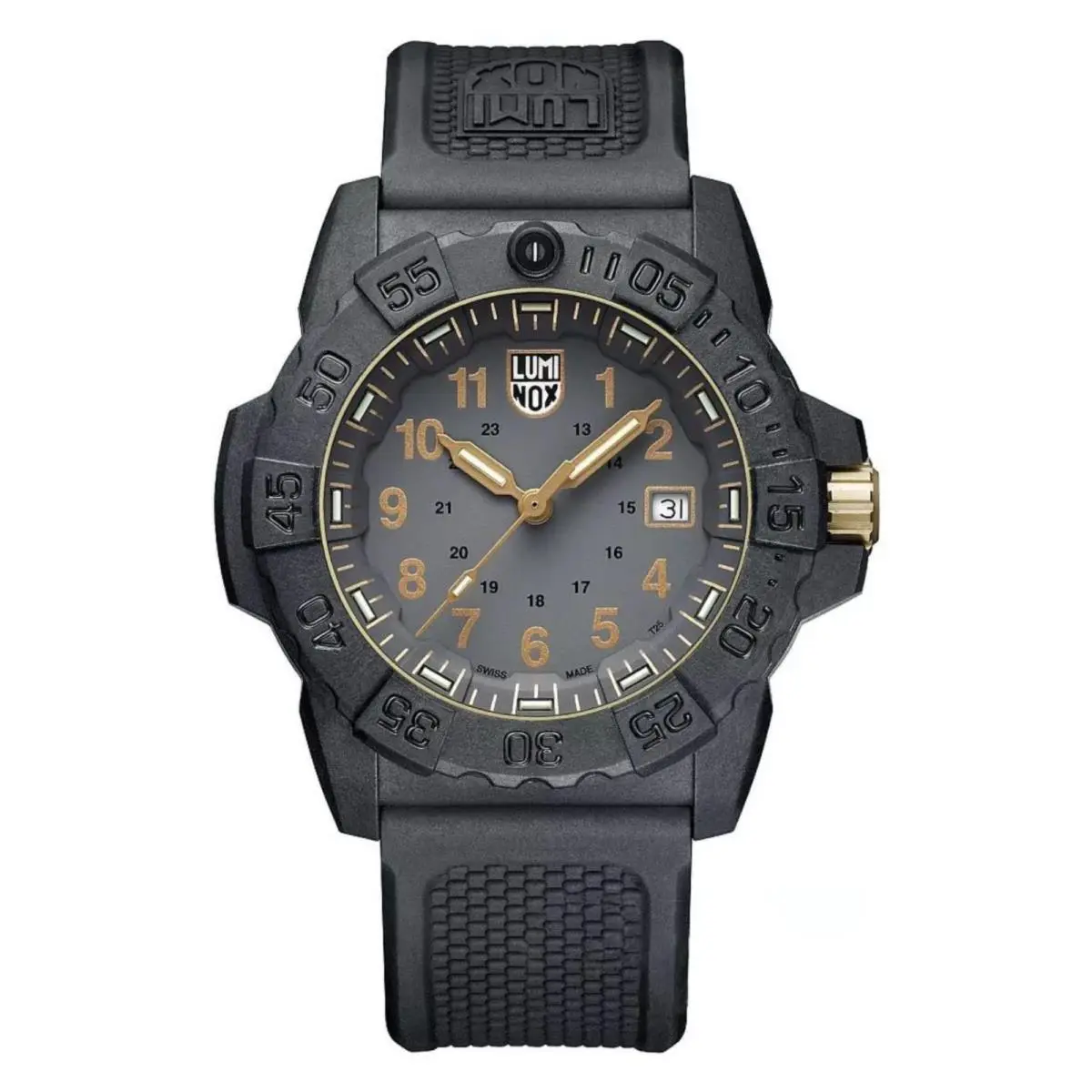 Luminox 3508.GOLD Navy Seal 45mm Carbon Rubber Black Dive Auto Men`s Watch