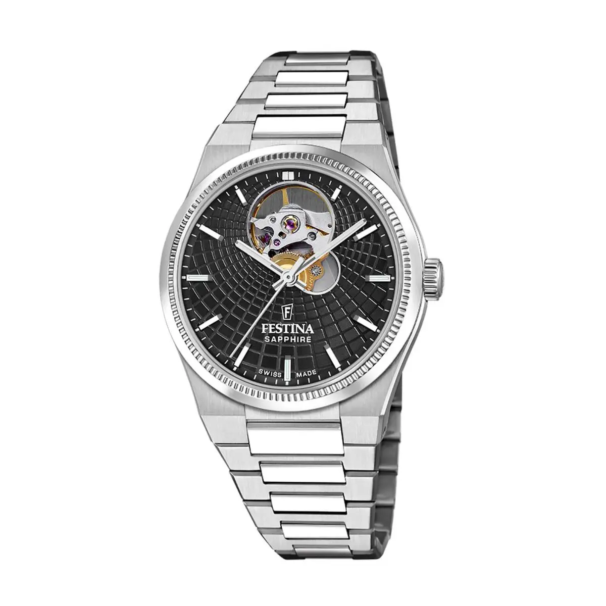 Rive Open Heart Black / Stainless Steel Black Dial Wristwatch F20054-6 by Festina