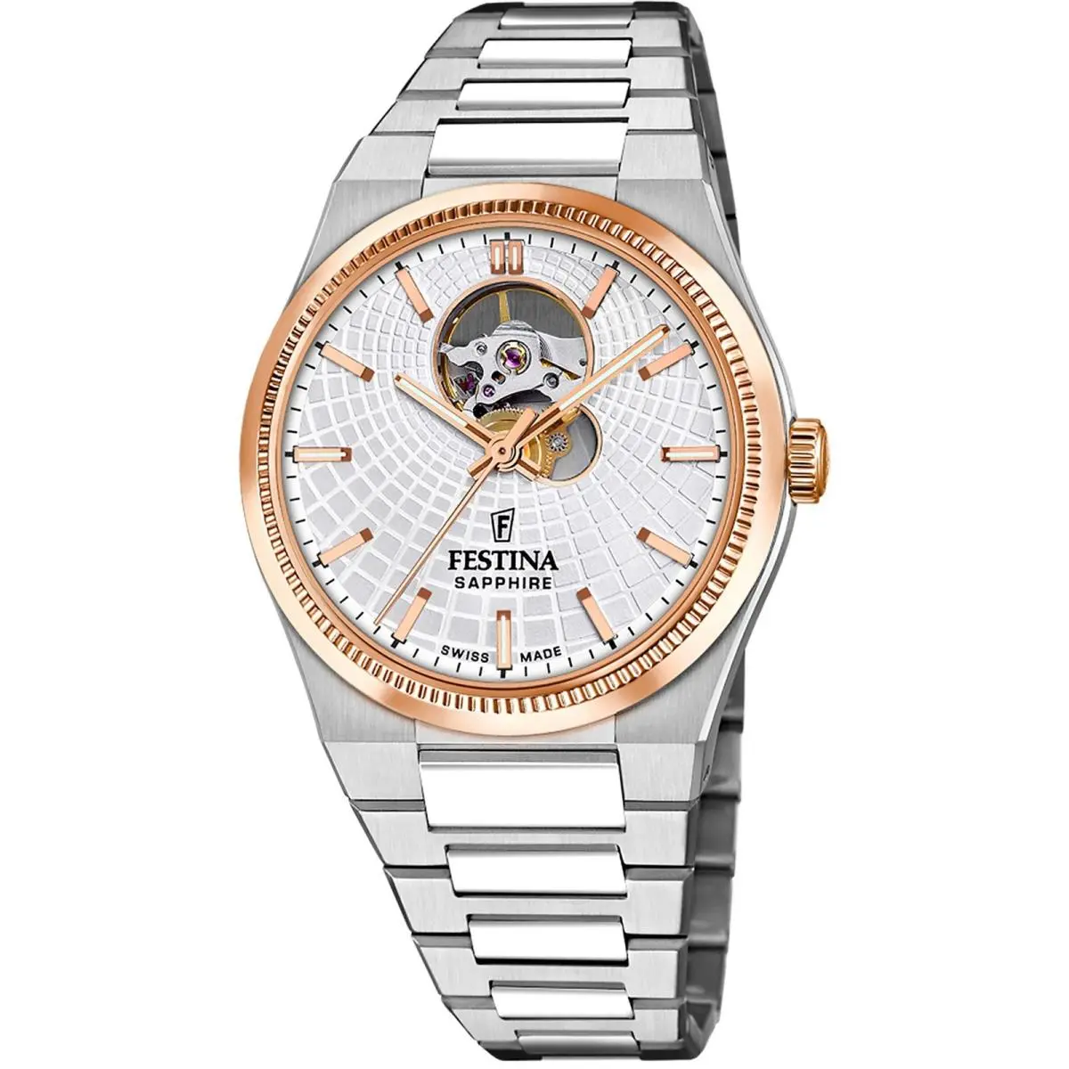 Riv Open Heart Silver / Stainless Steel Silver Dial Wristwatch F20061-1 by Festina