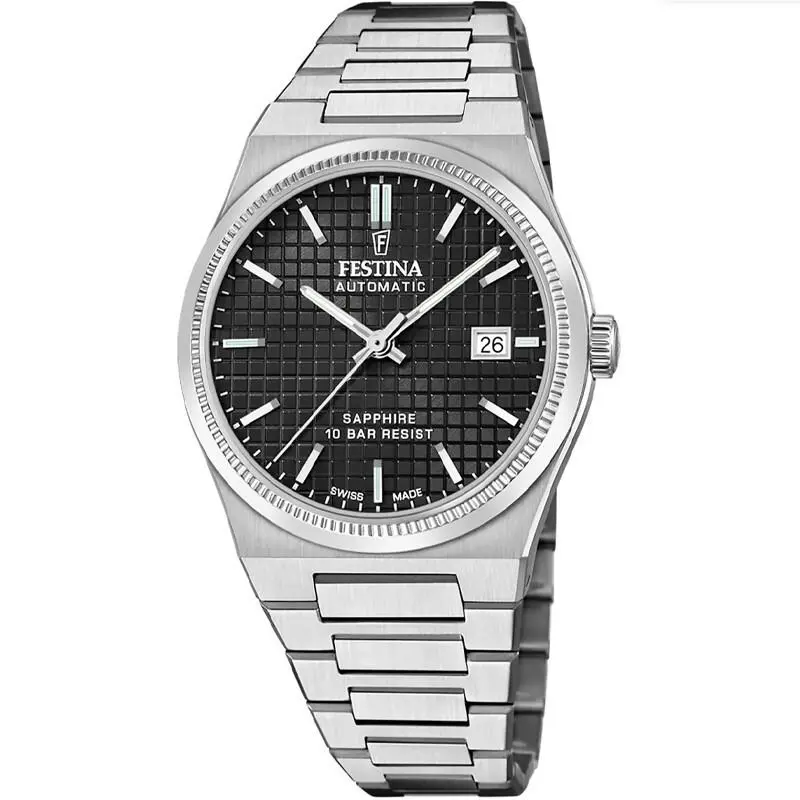 Festina Swiss Made Auto 40MM Black Dial SS Men`s Watch F20028/4