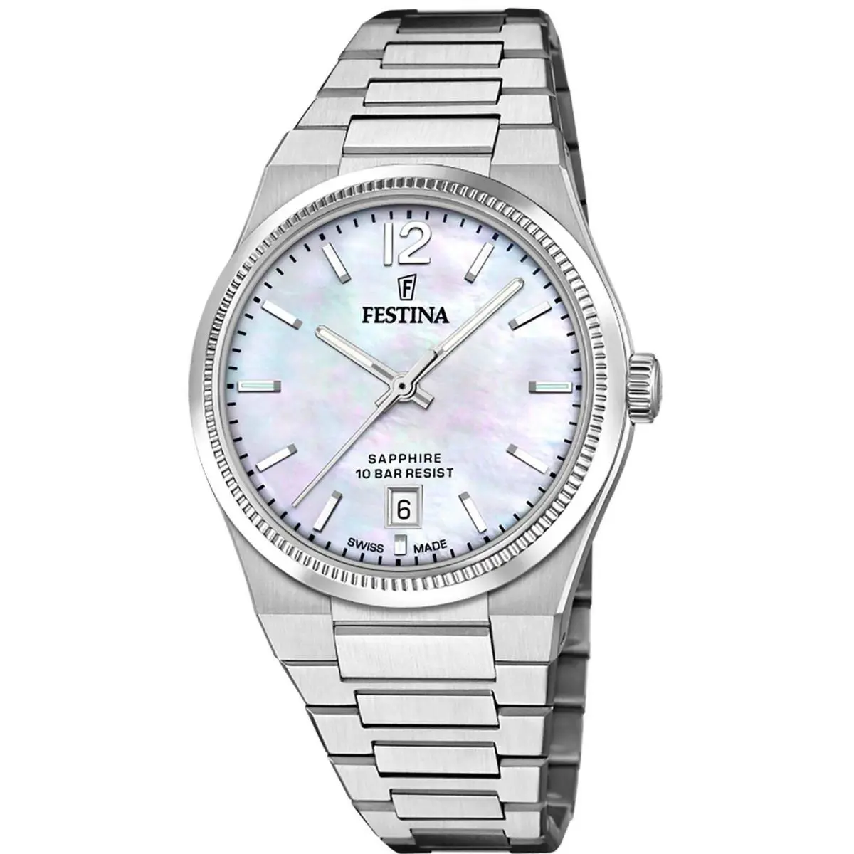 Rive Mother of Pearl / Stainless Steel Mother of Pearl Dial Wristwatch F20052-1 by Festina