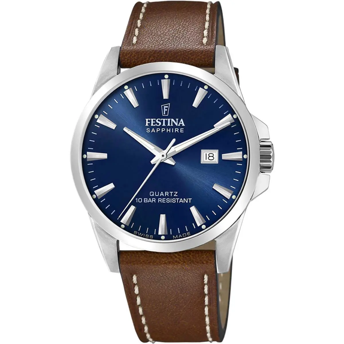 Classic Blue / Leather Blue Dial Wristwatch F20025-3 by Festina