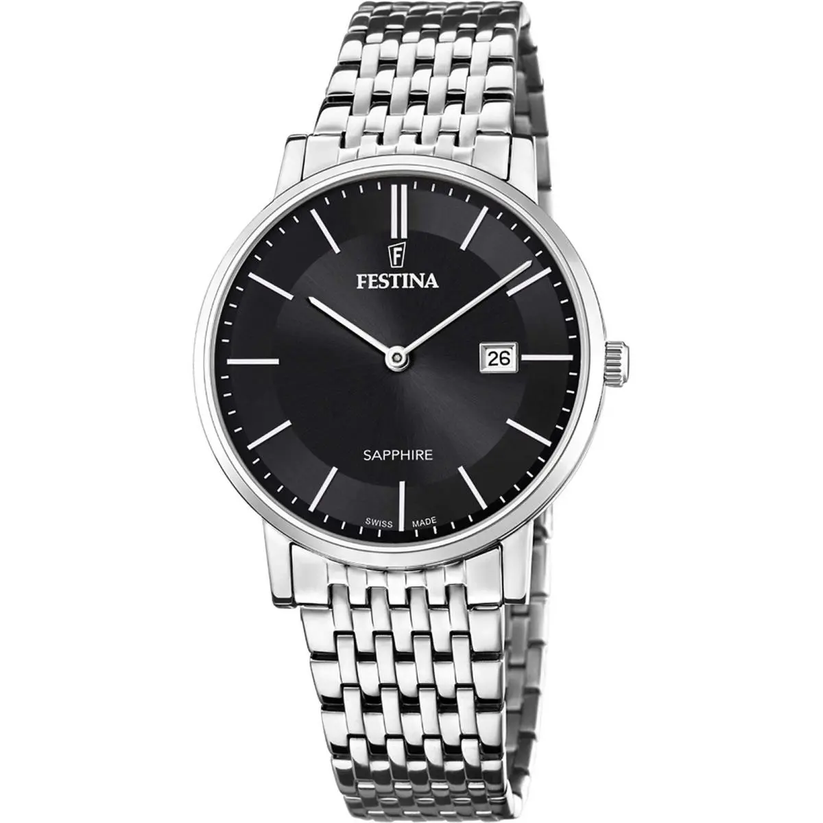 Classic Black / Stainless Steel Black Dial Wristwatch F20018-3 by Festina