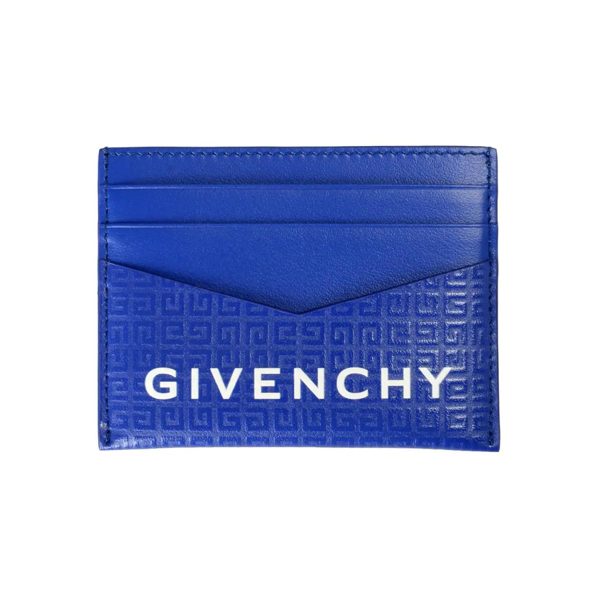 Givenchy Royal Blue Leather Logo Print Card Case