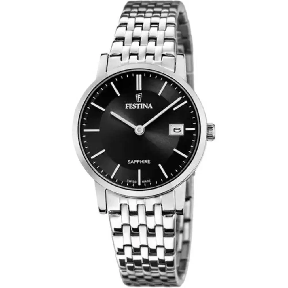 Festina Swiss Made Black / Stainless Steel Black Dial Wristwatch F20019-3