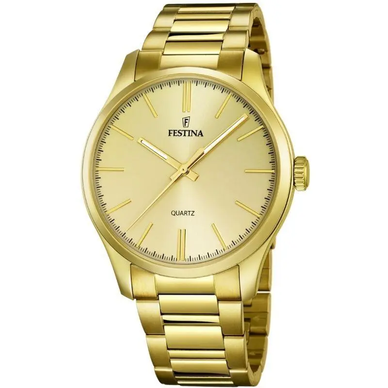 Gold Stainless Steel Men`s F16808/1 Analog Bracelet Wrist Watch by Festina