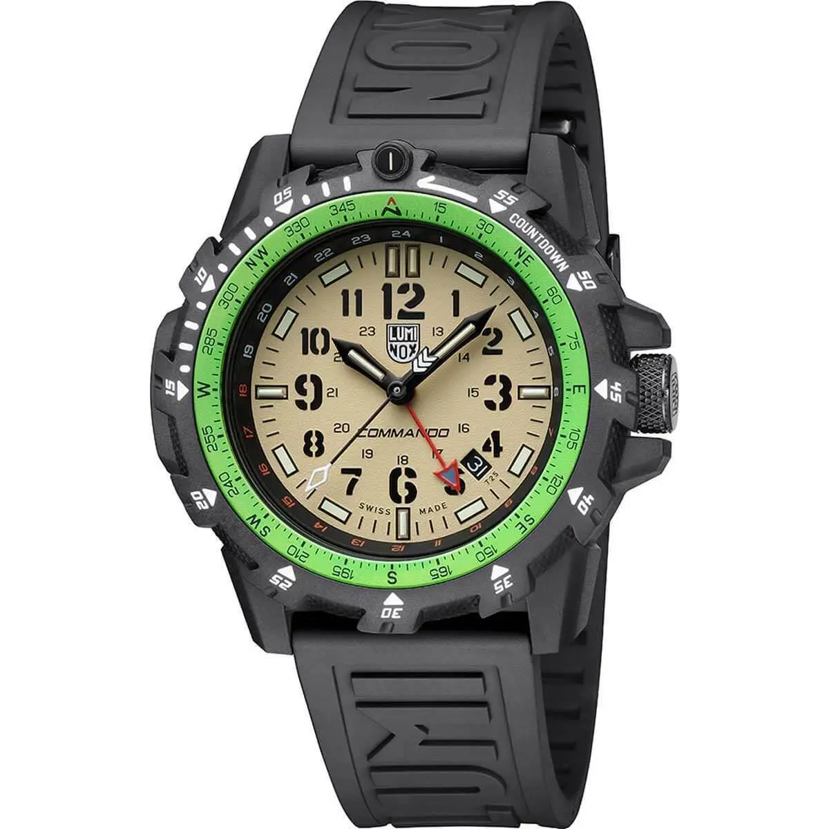 Luminox Men`s Watch Commando Raider Compass Beige Dial Black Rubber Strap 3321