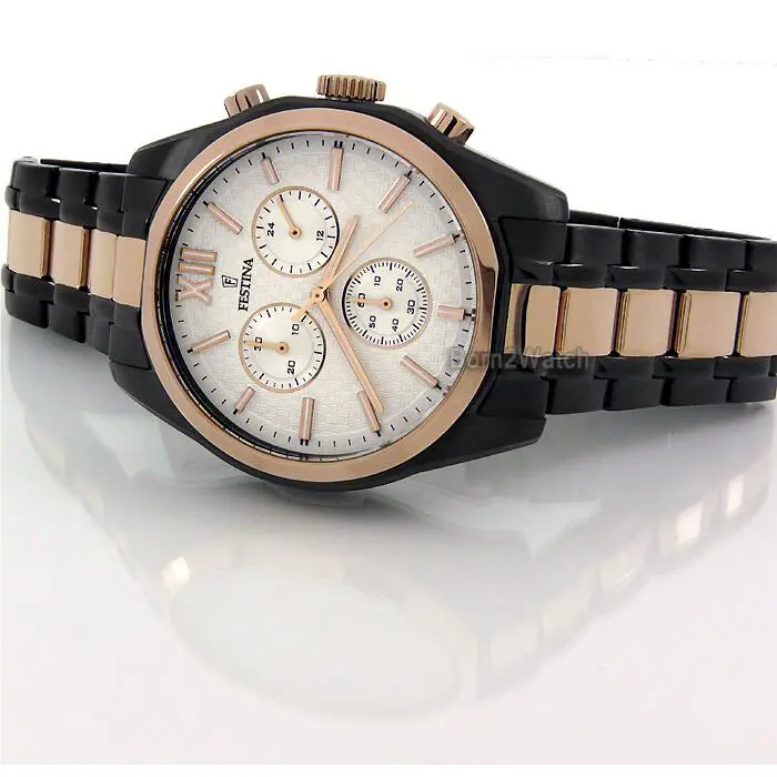 F16856/1 Chronograph Rose Gold Layered Black Pvd Super by Festina
