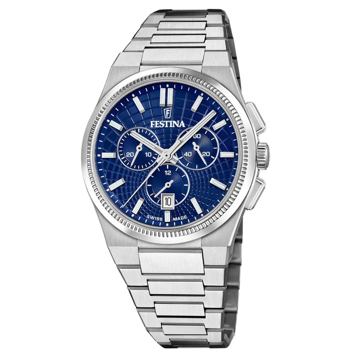 Rive Chronograph Blue / Stainless Steel Blue Dial Wristwatch F20059-2 by Festina