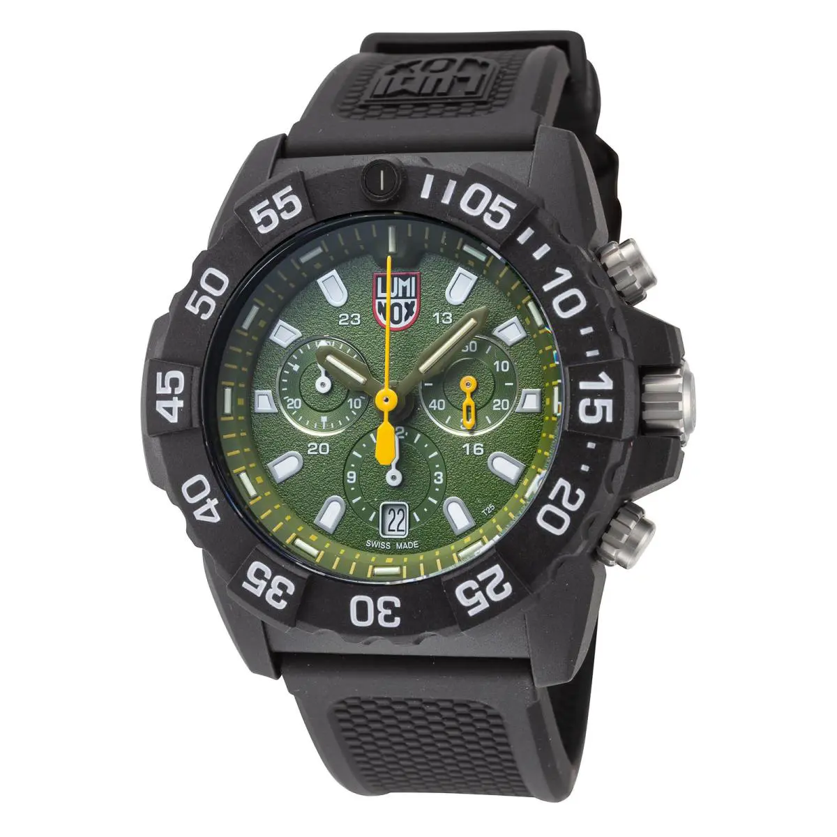Luminox Men`s Navy Seal 45mm Quartz Watch XS.3597 - Dial: Green, Band: Black, Other Dial: White and Green