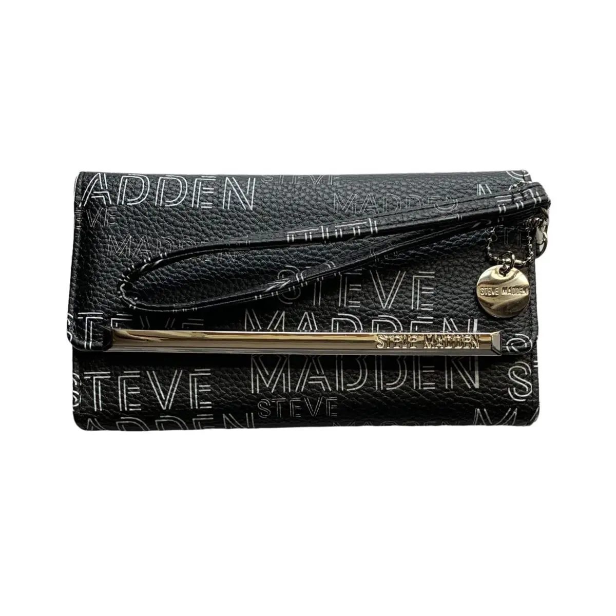 Women`s Logobar Trifold Wristlet Handbag Purse Gift For Birthday BLK/BLK by Steve Madden