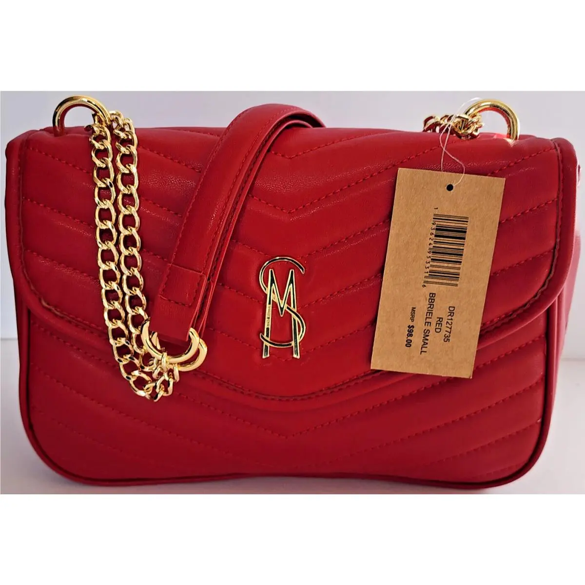 Steve Madden Women`s Bbriele Small Quilted Crossbody Red Handbag Purse