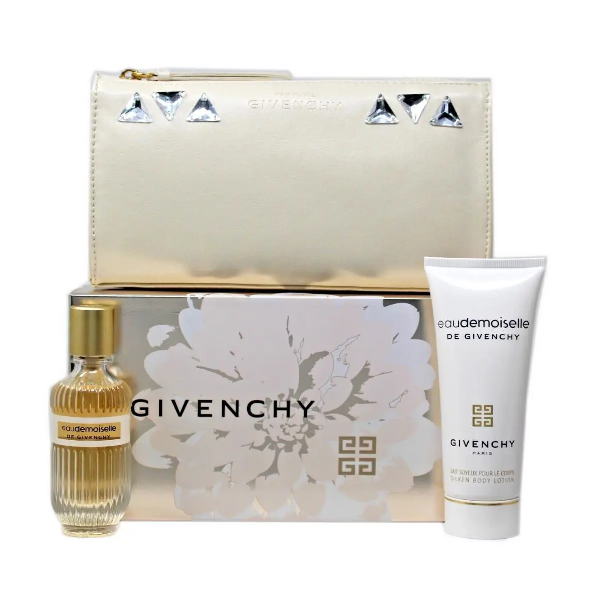 Eaudemoiselle De  Set 1.7oz Edt Spray + 3.3oz Silk Body Lotion + Trousse by Givenchy