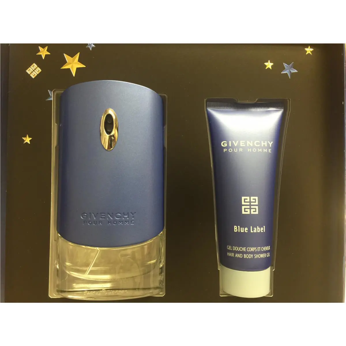 Blue Label By Givenchy Men-1.7oz/50ml -Edt/Spr+2.5oz Hair Body Gel -2pc Set -new