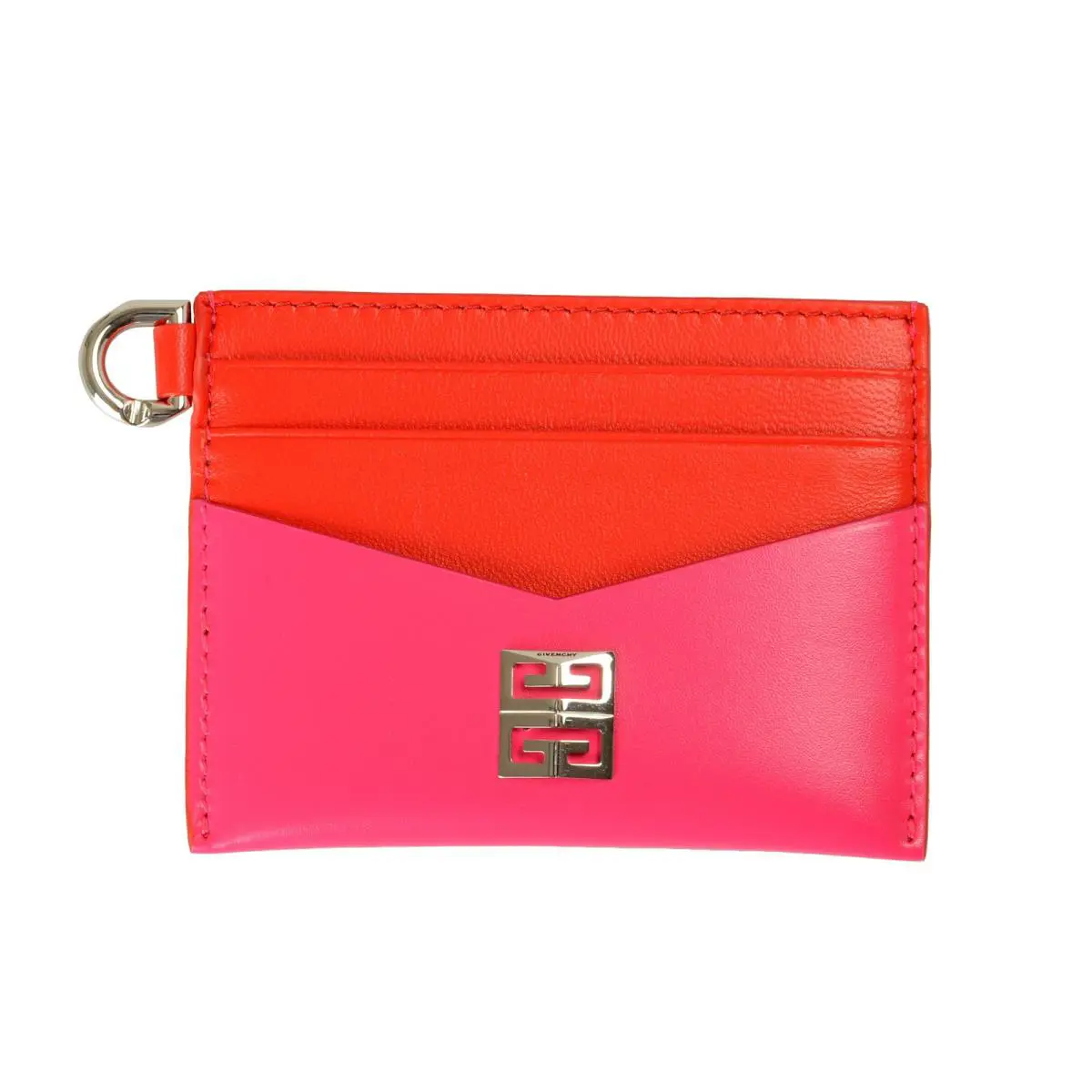 Pink Leather Metal Logo Card Case by Givenchy