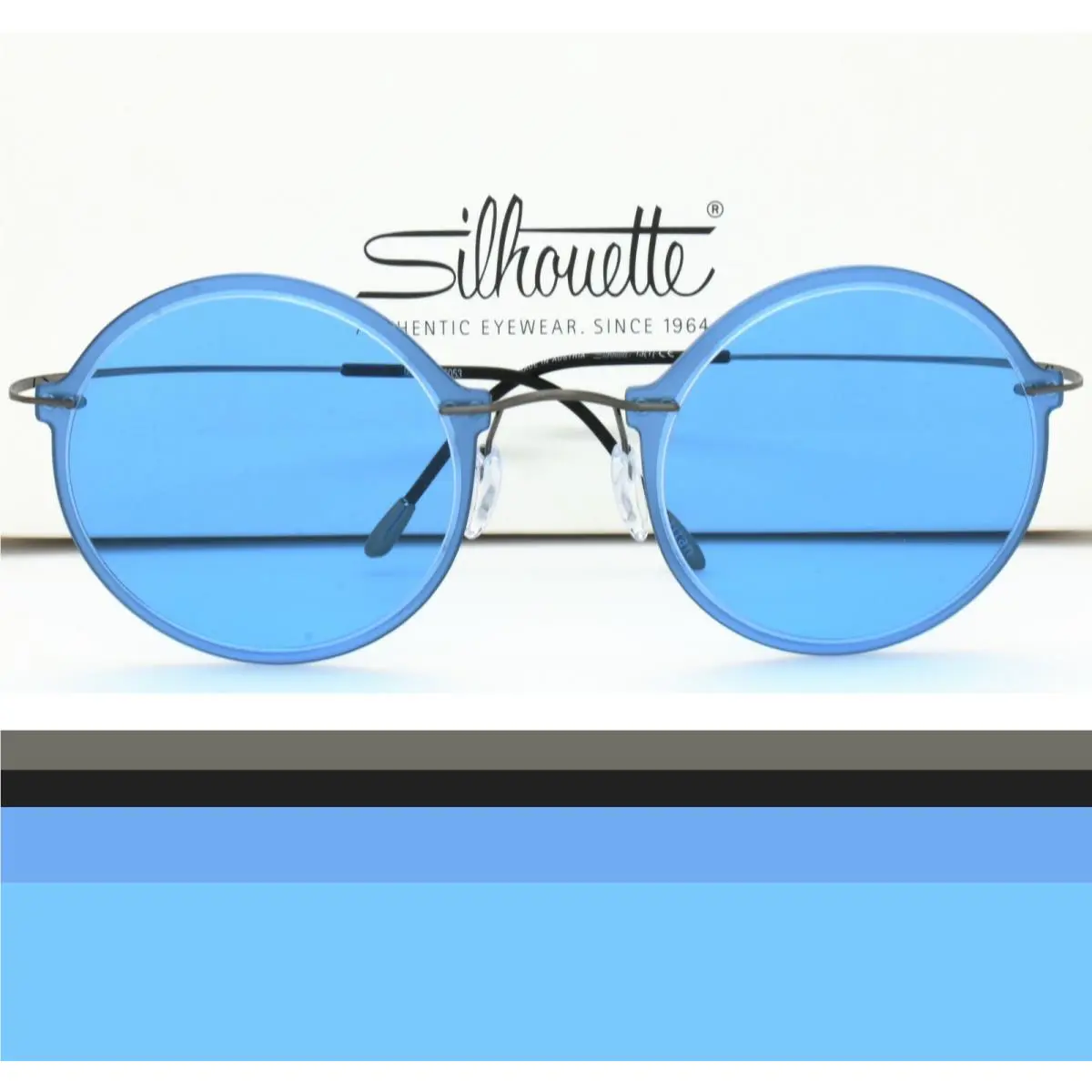 Silhouette Sunglasses Ultra Light Weight - Blue Round 54-19-115 9908 6053