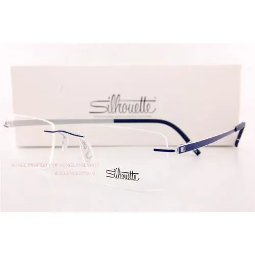 Silhouette Eyeglass Frames Momentum 5529/FG 4510 Silver/pacific Blue Sz 52