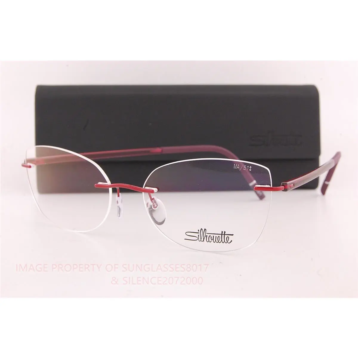 Silhouette Eyeglass Frames The Wave 5567 MA 3040 Cassis Red Titanium 51mm