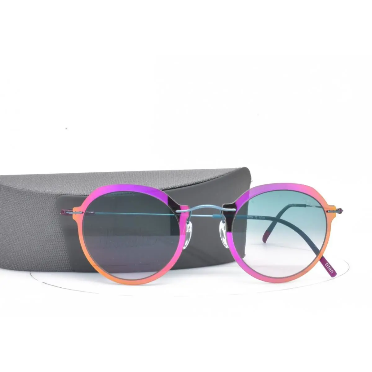 Silhouette Rx-able Sunglasses Feather Light Titanium Round Panto Tinted Green