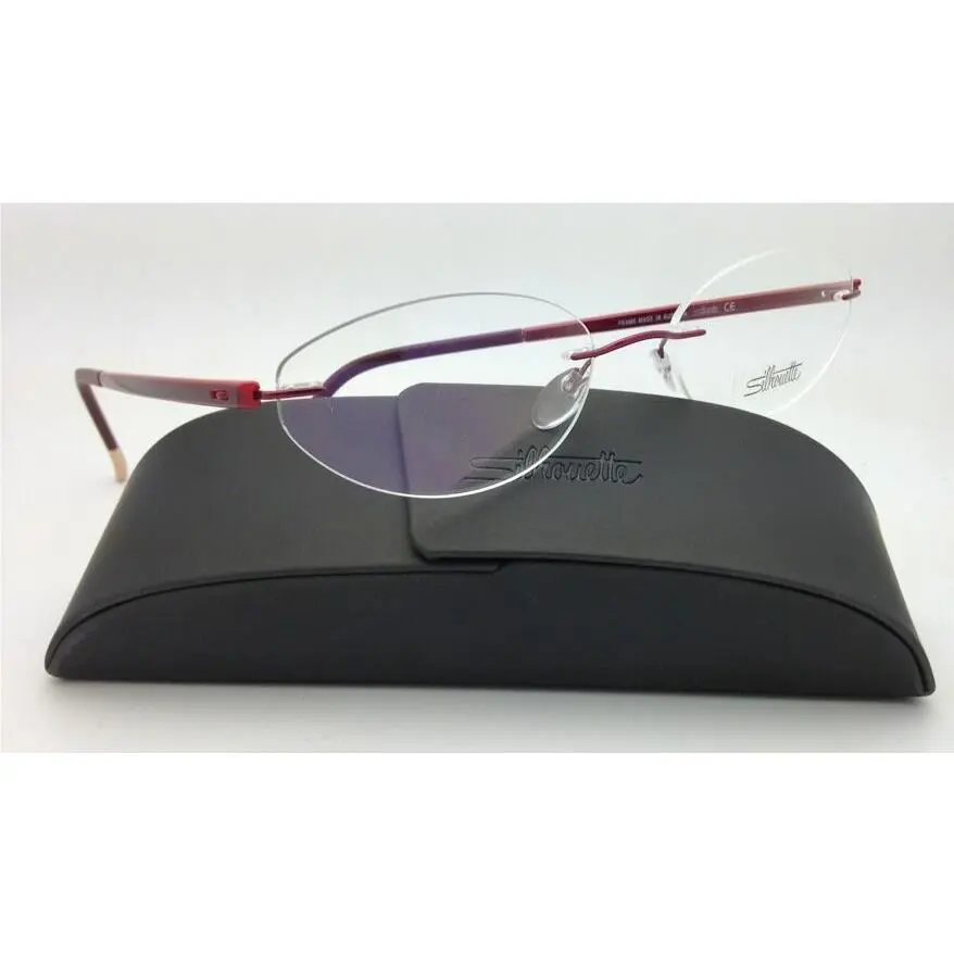 Silhouette Eyeglasses Zenlight 6692 6053 52-17 Oval Red w/ Clear Demo Lenses