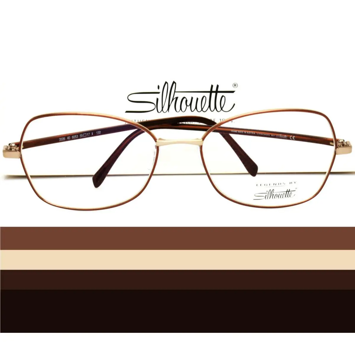 Silhouette Eyeglasses Brown Gold 55-17-130 3506