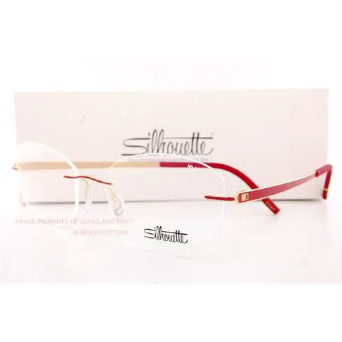Silhouette Eyeglass Frames Momentum 5529/HD 3020 Gold/siena Red Rimless 53