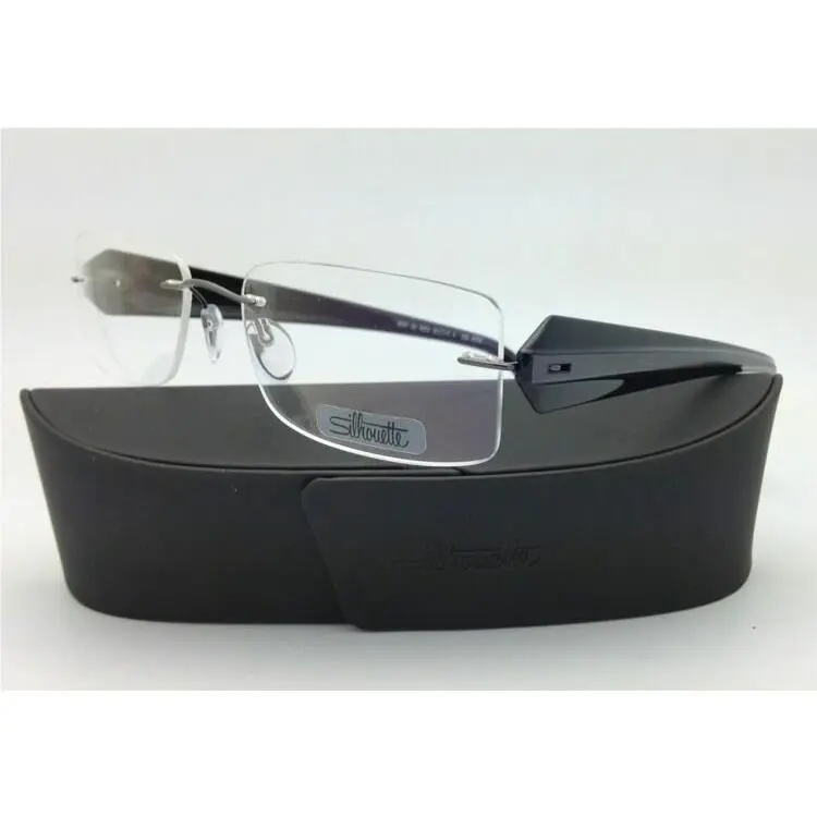 Silhouette Eyeglasses Mystero 6697 6053 55-17 Black Grey w/ Clear Lenses
