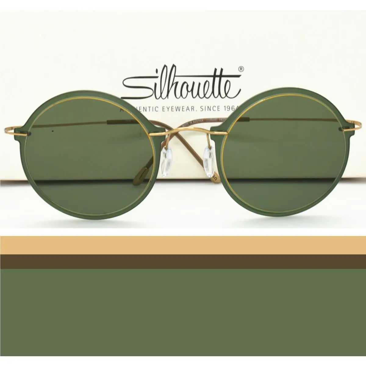 Silhouette Sunglasses Ultra Light Round Gold Green 9908 6050 54-19-115