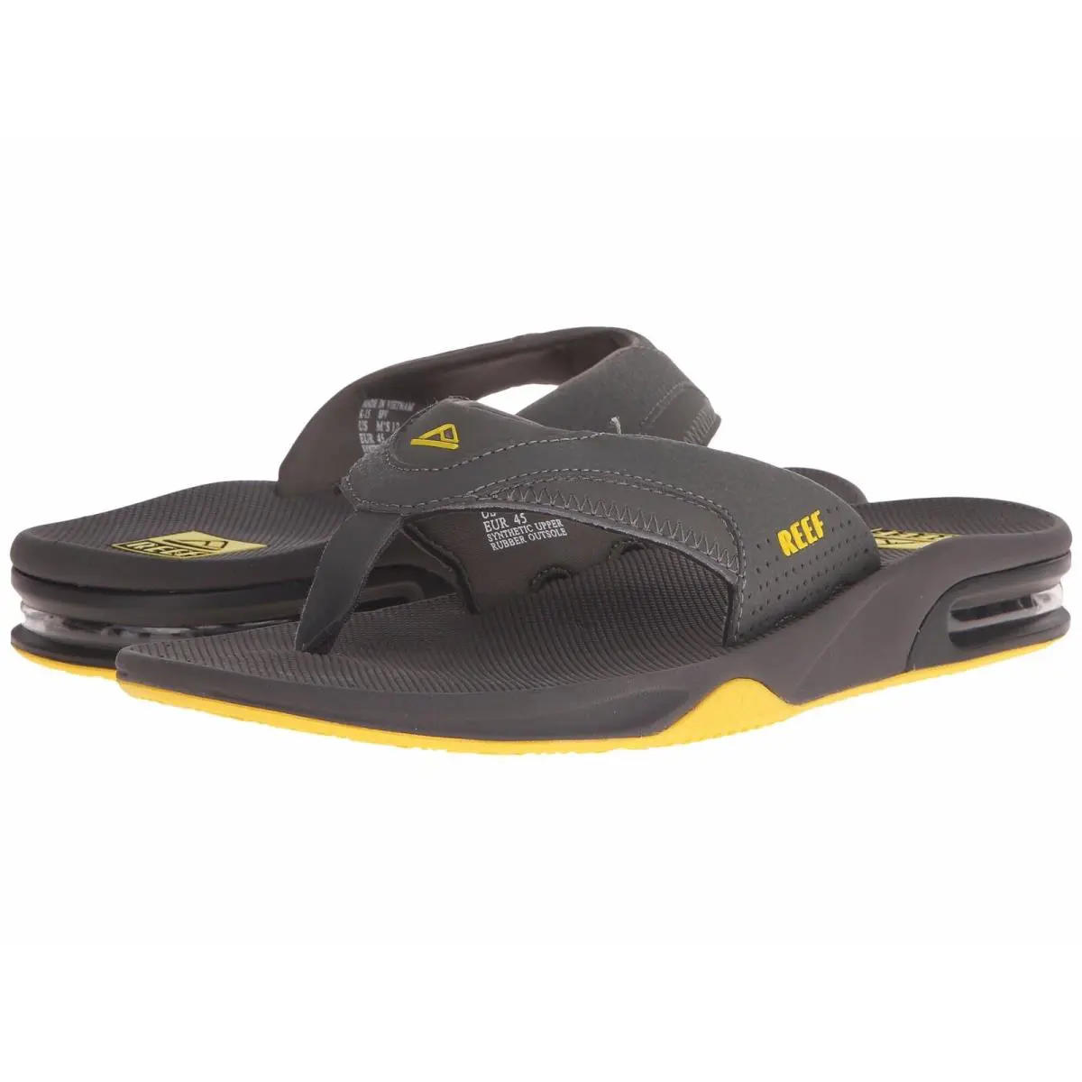 Reef Men`s Fanning II Flip-flop Grey Yellow Medium D M Sizes 4