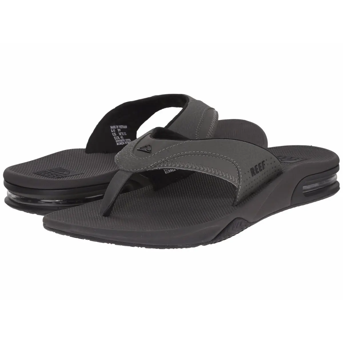 Reef Men`s Fanning II Flip-flop Grey Black Medium D M Sizes