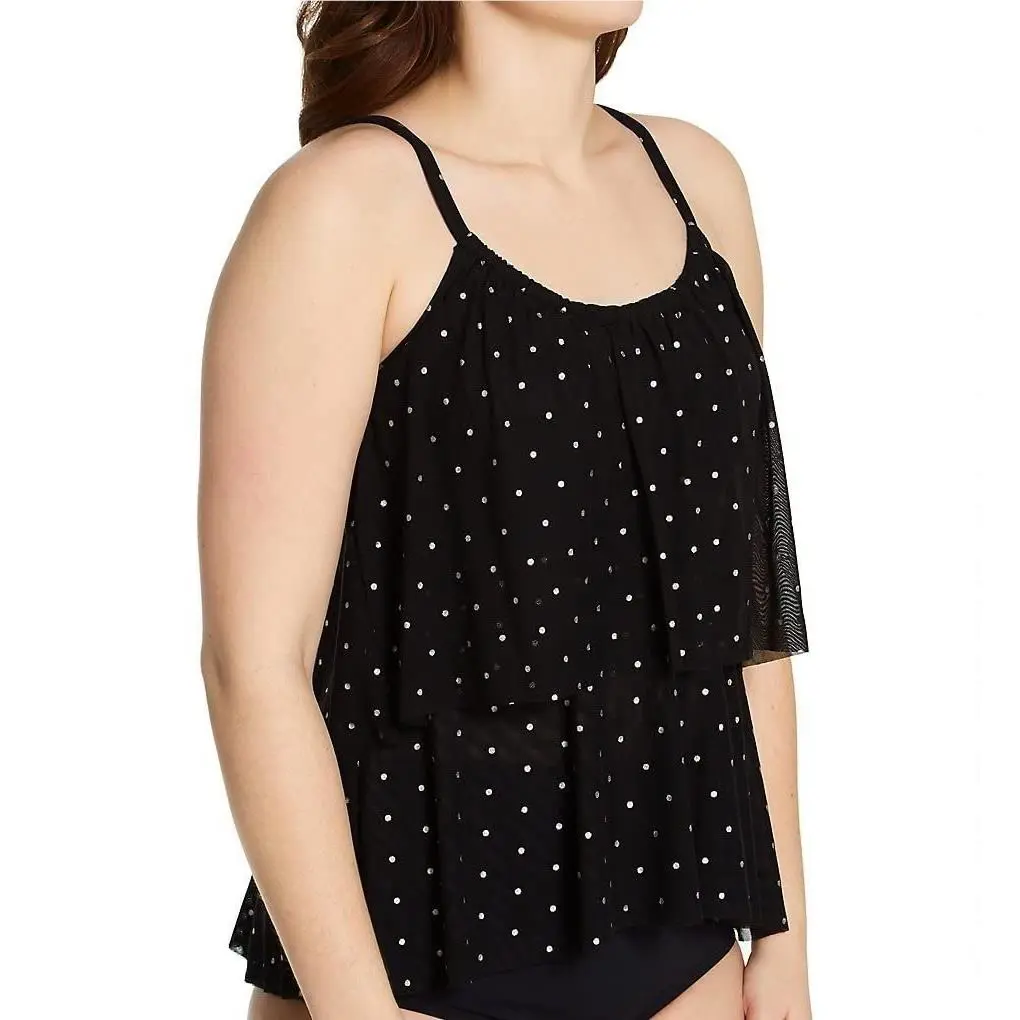 Coco Reef Women`s Metallic Dot True Mesh Layer Tankini Swim Top U70425