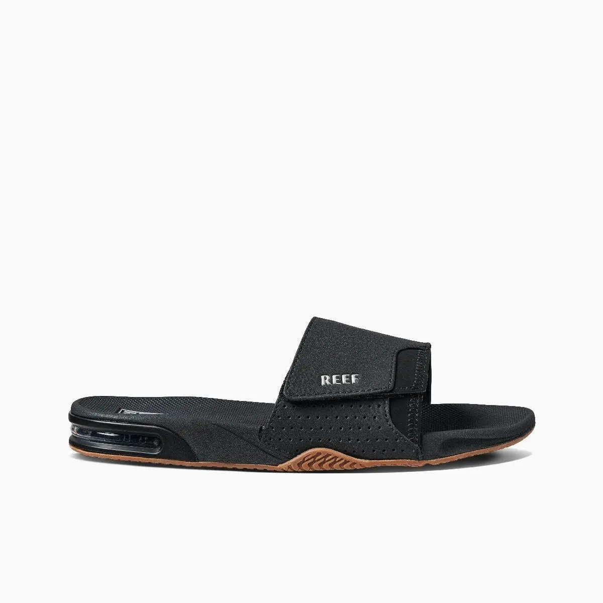 Men`s Fanning Slide Bottle Opener Regular Sandal - Black/silver Sizes 12 by Reef