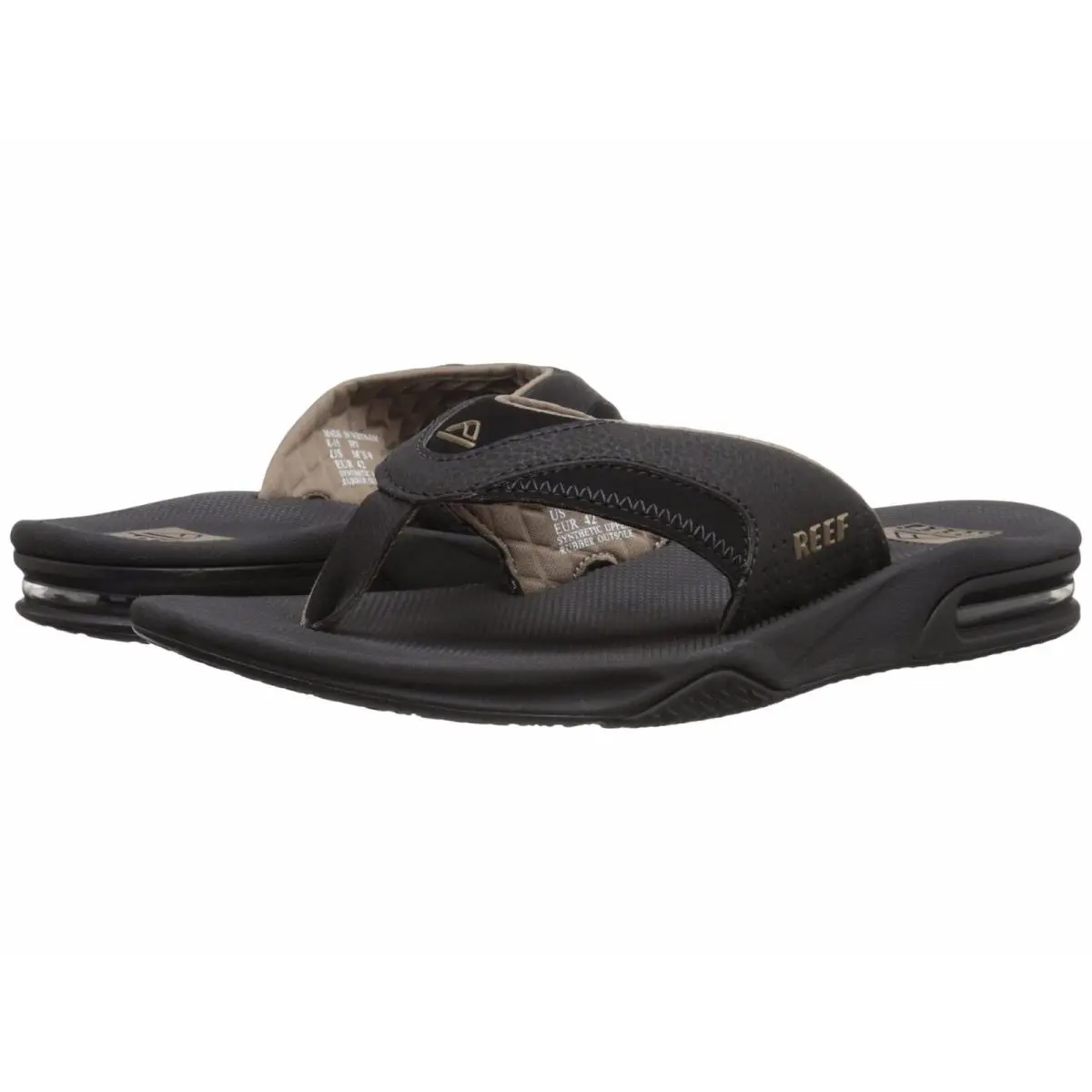 Reef Men`s Fanning II Flip-flop Black Brown Medium D M Sizes - Black Brown