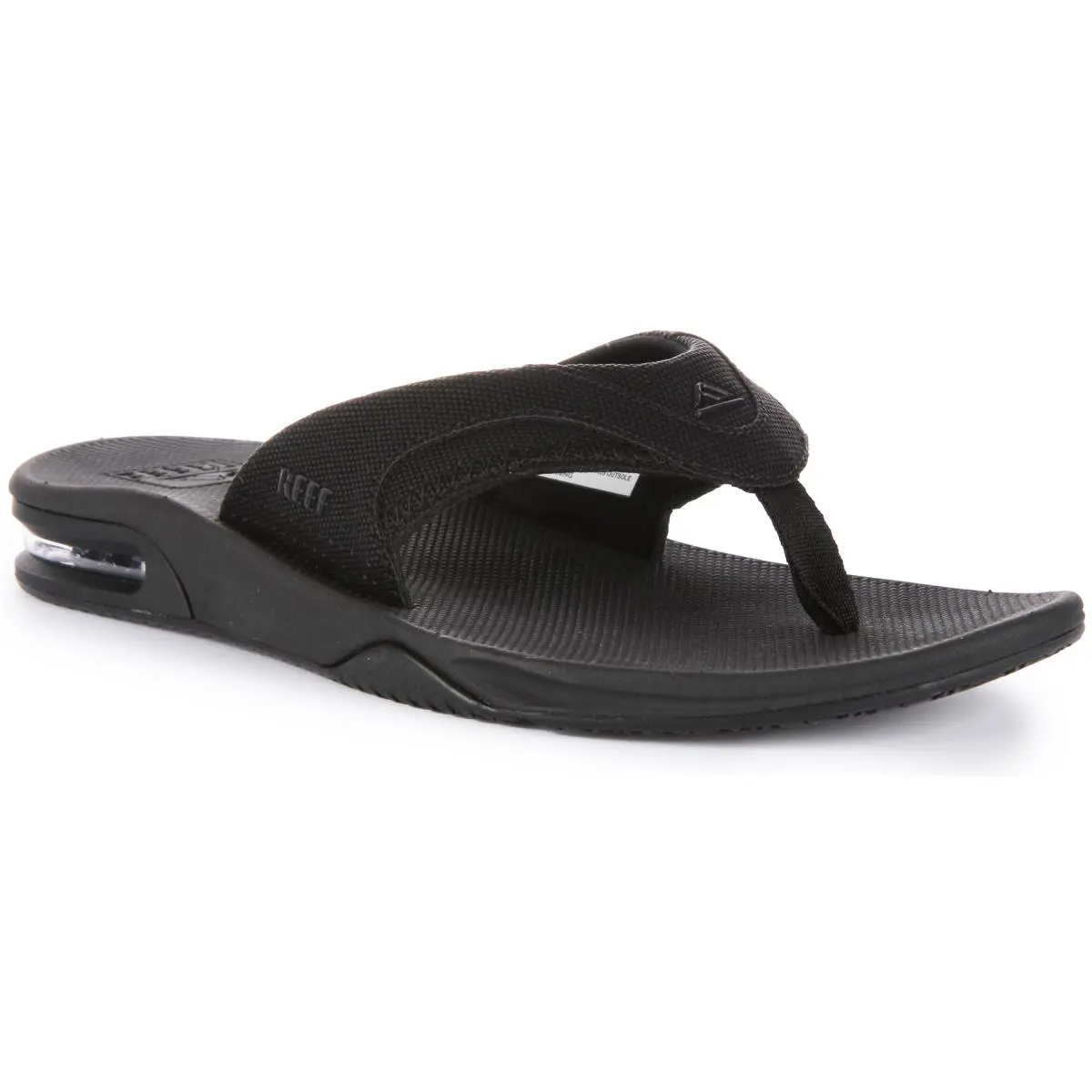 Reef Fanning Bottle Opener T Post Strap Flip Flop All Black Mens US 7 - 13