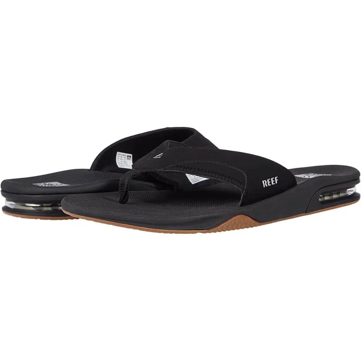 Reef Fanning Men`s Flip Flops Bottle Opener Thong Sandals - Black/Silver