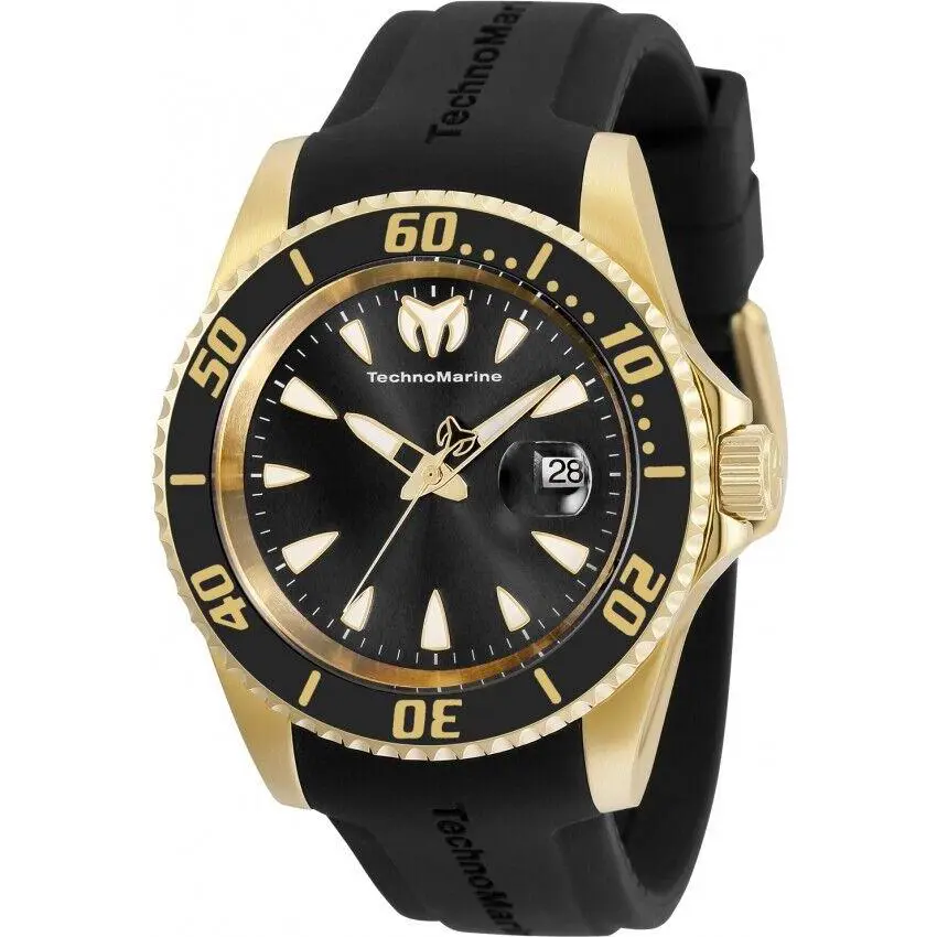 Technomarine Men`s Manta Sea Black Dial Quartz Gold Watch TM-220116