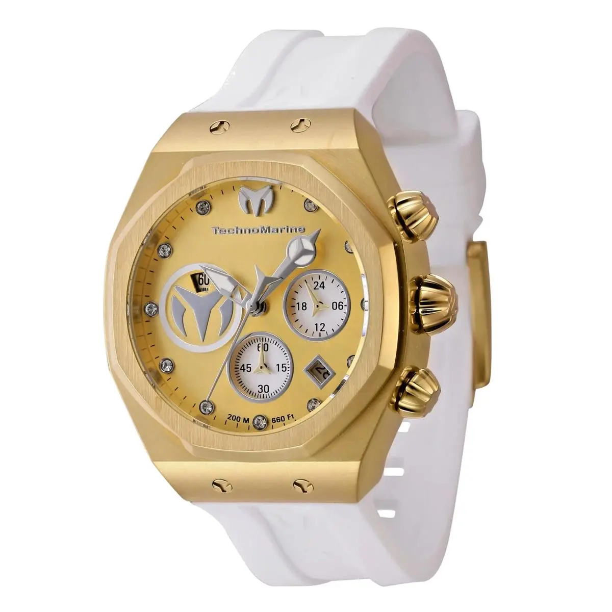 Technomarine Women`s TM-523008 Cruise Sun Reef Gold Dial 40mm Arrival - Dial: Gold, Band: White, Bezel: Gold