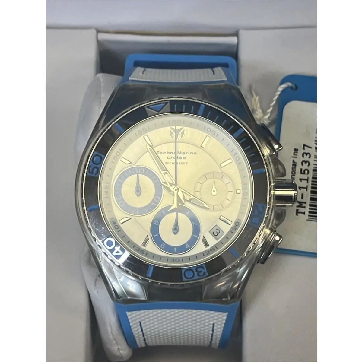 Technomarine TM-115337 Cruise Silver Dial Silicone Strap Chronograph Men`s Watch