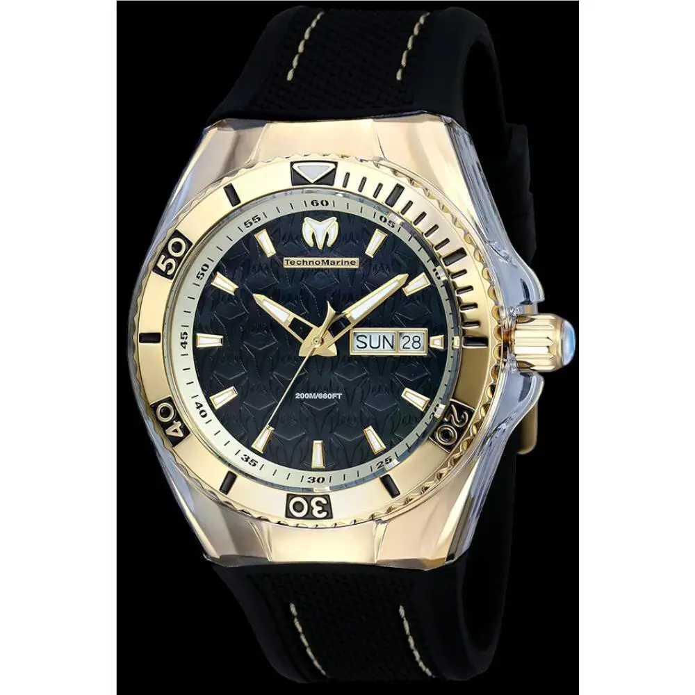 Technomarine Cruise Monogram Men`s Watch 44MM Case Black/gold Tone Swiss Mov