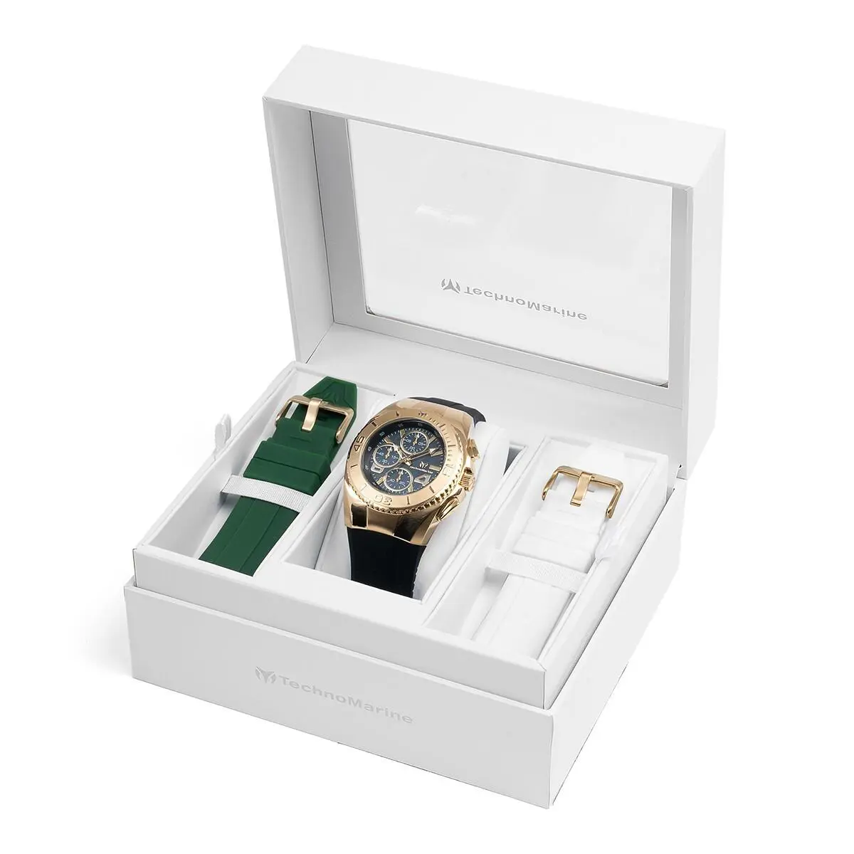 Technomarine Men`s TM-124030 Cruise 43mm Gold with 3 Straps Included by TechnoMarine