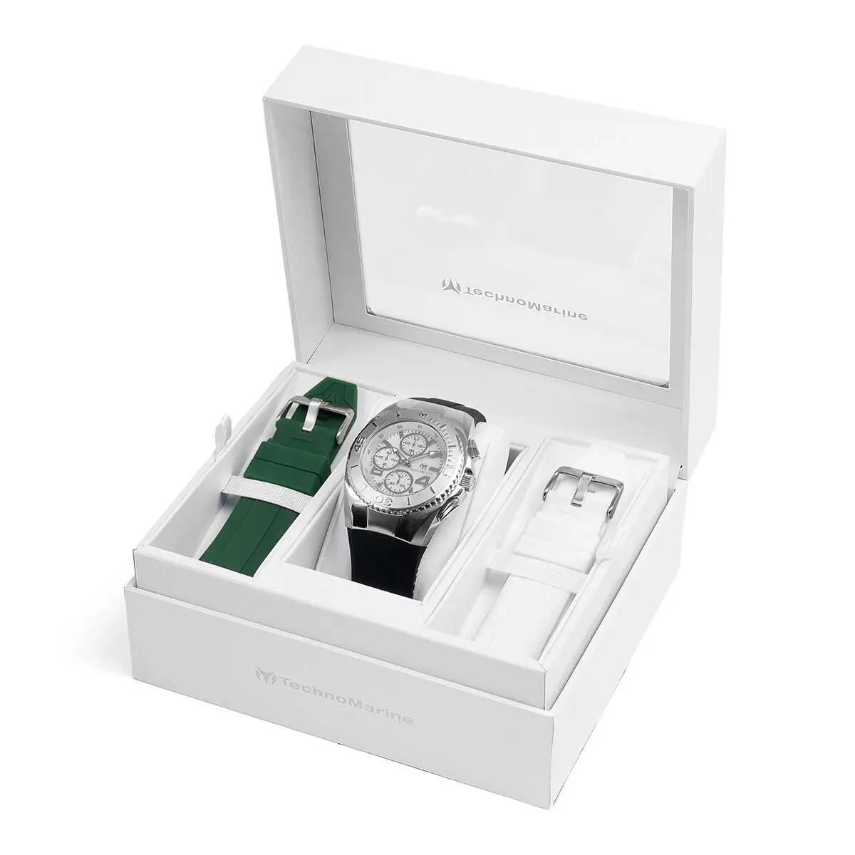 Technomarine Men`s TM-124028 Cruise 43mm Silver with 3 Straps Included by TechnoMarine